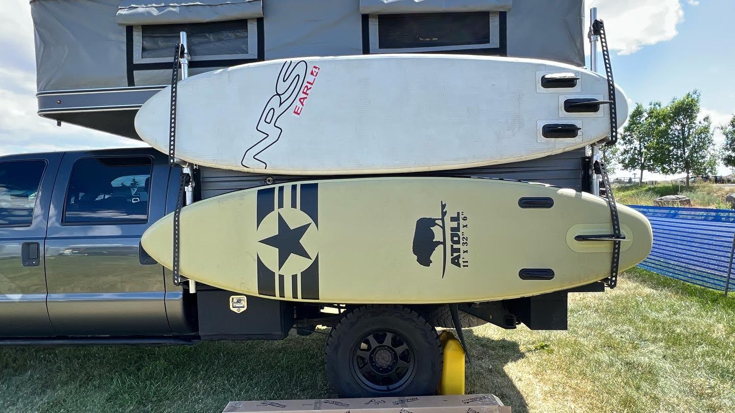 Truck Camper - Dual Paddleboard, SUP, & Surfboard Rack - Free Shipping